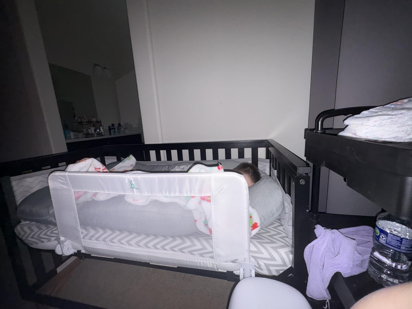 Hiccapop Convertible Crib Bed Rail for Toddlers, Crib Rail Guard, Gray customer photo 2