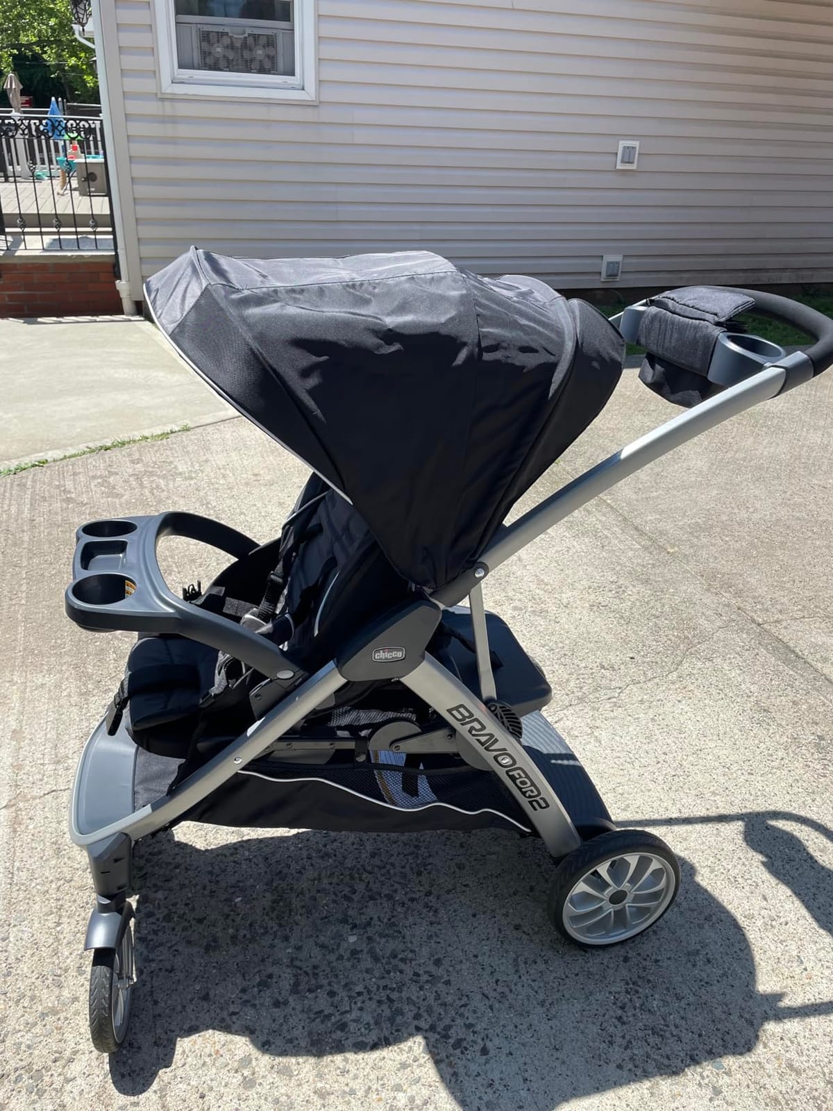 Chicco BravoFor2 Double Stroller for Infant and Toddler, Sit or Stand | Iron/Black, baby stroller with 5-point harness, Chicco car seat compatible, toddler standing platform, one-hand fold customer photo 2