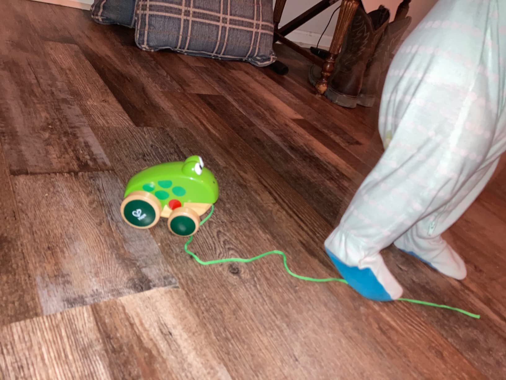 Hape Frog Pull-Along | Wooden Frog Fly Eating Pull Toddler Toy, Bright Colors customer photo 1