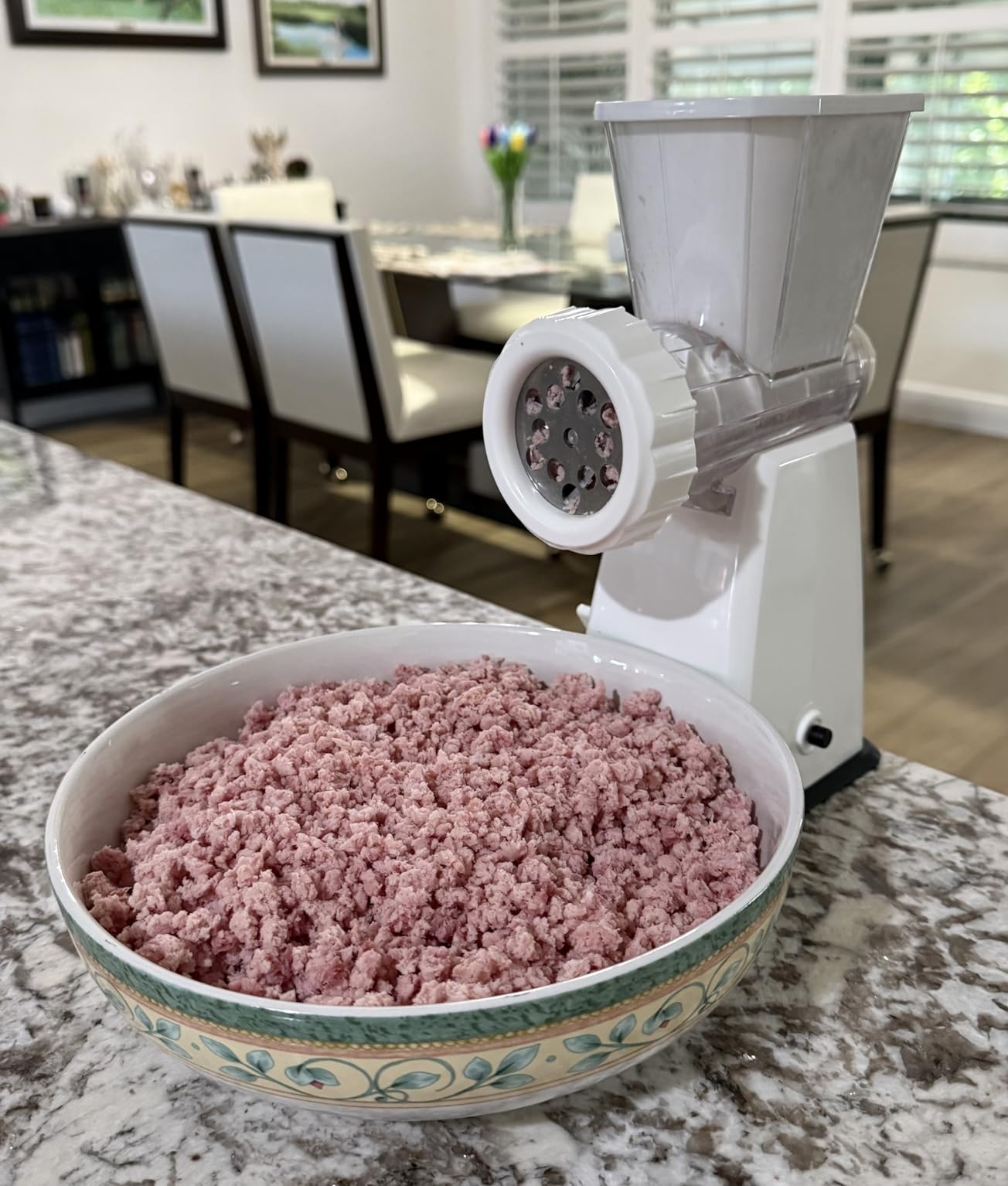 LHS Manual Meat Grinder with Stainless Steel Blades Heavy Duty Powerful Suction Base for Home Use Fast and Effortless for All Meats-White customer photo 2