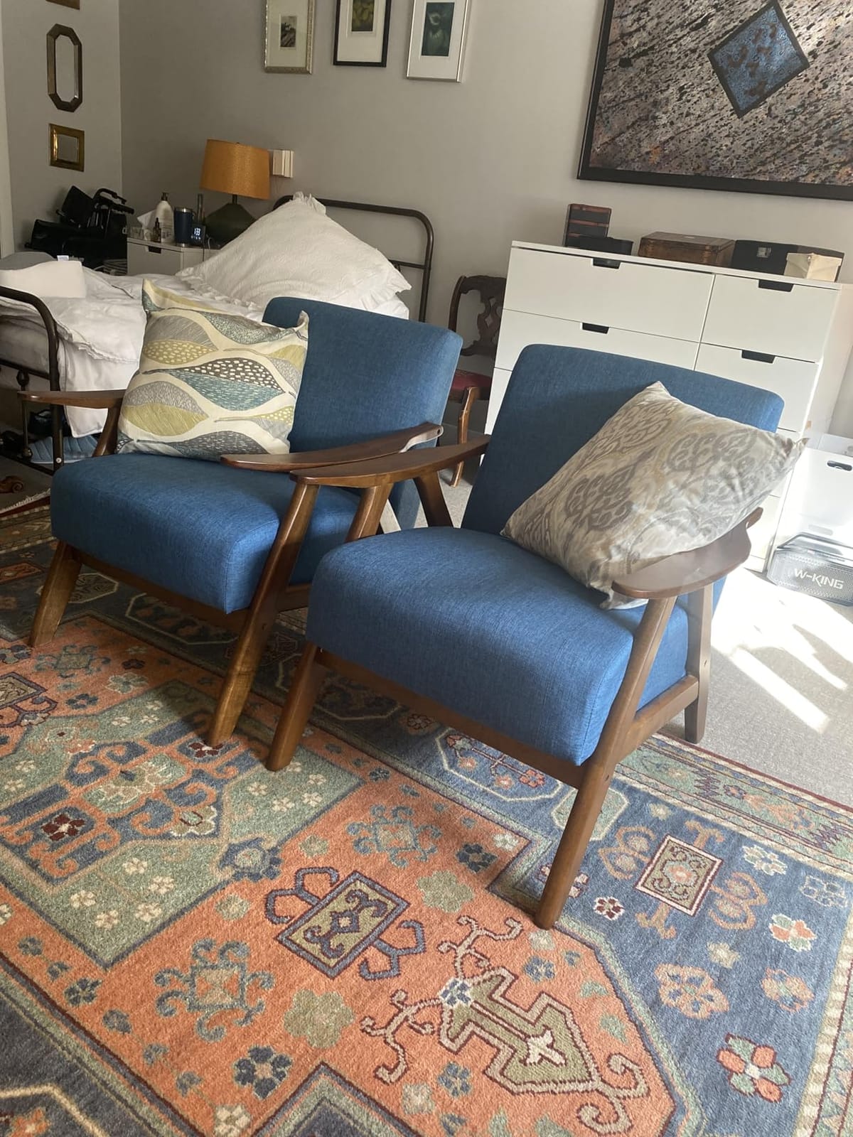 Lexicon Mid Century Modern Accent Chair with Walnut Wood Frame, Orange customer photo 1