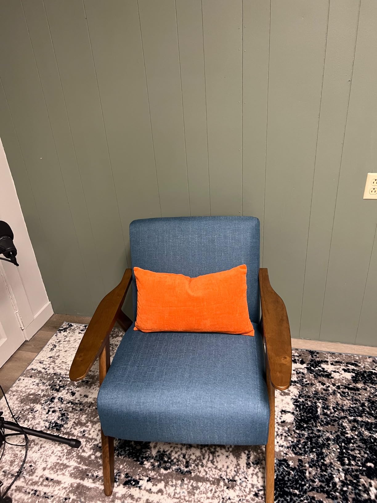 Lexicon Mid Century Modern Accent Chair with Walnut Wood Frame, Orange customer photo 2