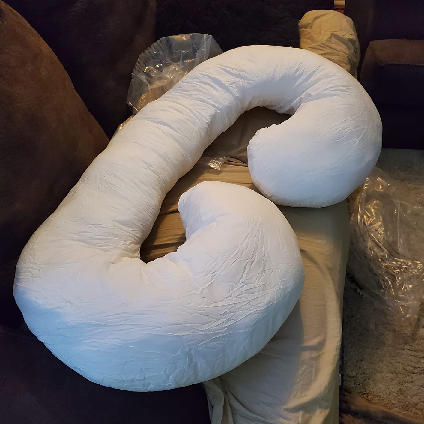 INSEN Pregnancy Pillows for Sleeping, Maternity Pillow with Cooling Cotton Cover, C Shaped for Pregnant Side Sleeping,Green customer photo 2
