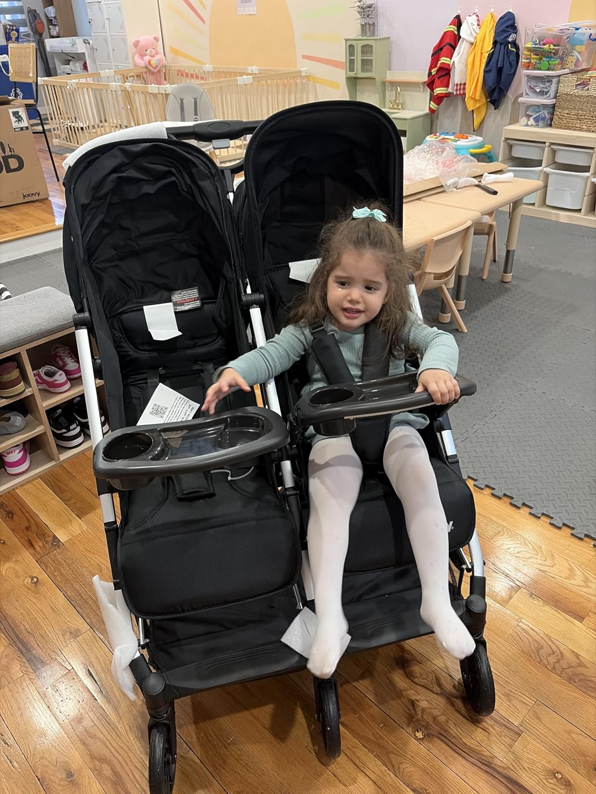 Joovy Kooper X2 Lightweight Travel Double Stroller, Sand customer photo 2