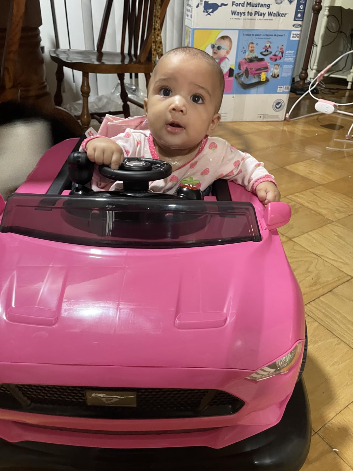 Bright Starts Ford Mustang 4-in-1 Pink Baby Activity Center & Push Walker with Removable Interactive Steering Wheel -Toy, 6 Months and up customer photo 1