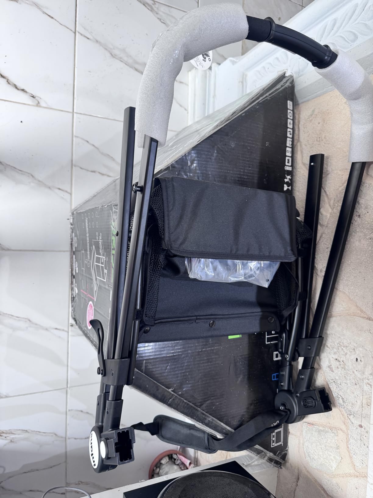 INFANS 2 in 1 Baby Stroller, High Landscape Infant Stroller & Reversible Bassinet Pram, Foldable Pushchair with Adjustable Canopy, Storage Basket, Cup Holder, Suspension Wheels (Black) customer photo 2