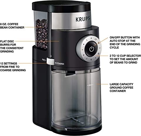 KRUPS Precision Burr Coffee Grinder: 12 Settings, 8 oz Capacity for Drip, French Press, Espresso, Pour Over, Cold Brew - Stainless Steel, 110W, Auto-Stop, Easy Clean - Coffee Grinders for Home Use customer photo 2