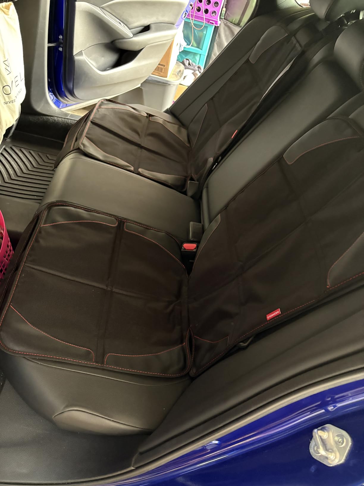 MORROLS Car Seat Protector, 2 Pack Carseat Protector with Thick Padding, Baby/Pets for Child Car Seat-Mesh Pockets-Waterproof-Universal Size(Black) customer photo 2
