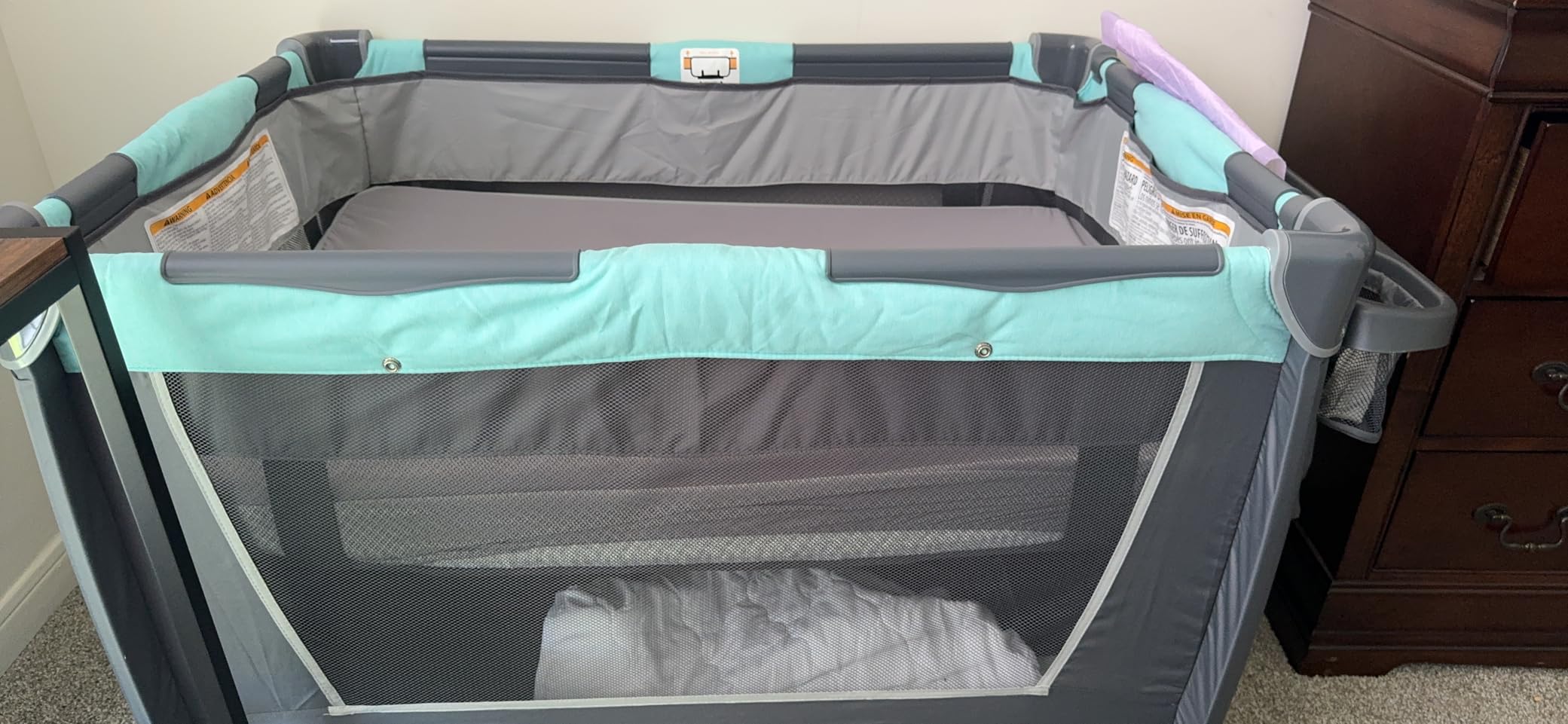 Baby Trend Retreat Nursery Center Playard, Bassinet & Storage, Robin | Portable Playard with Changing Table, Foldable and Convertible Travel Play Crib for Babies and Toddlers customer photo 1