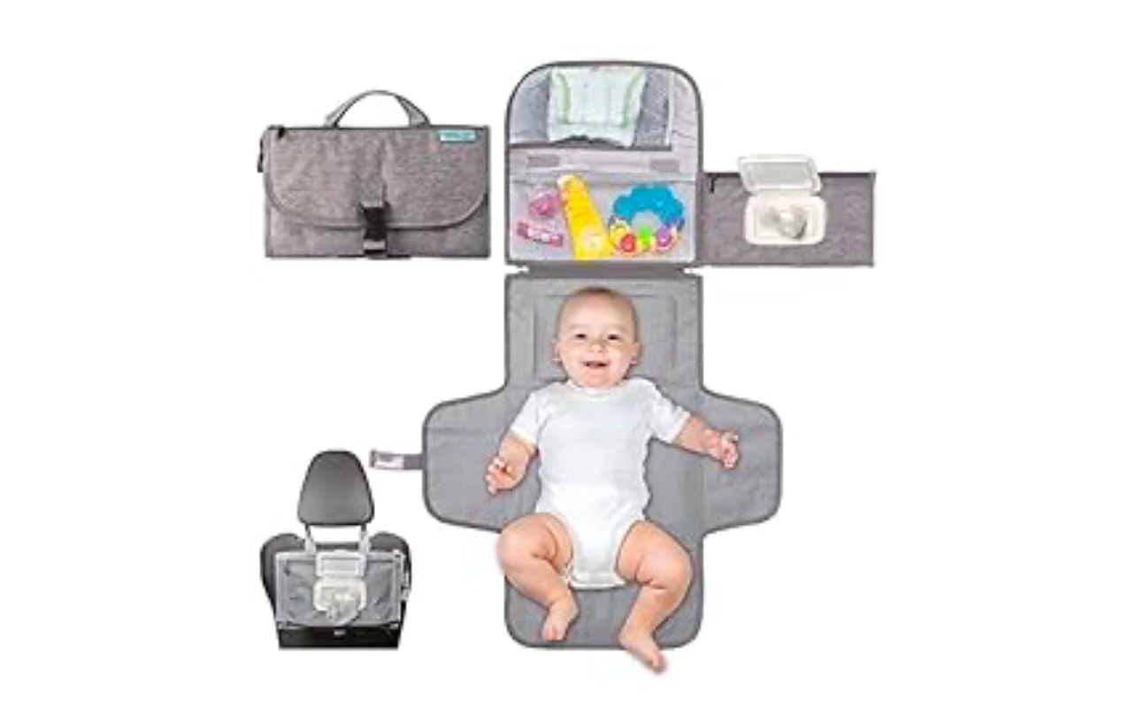 Kopi Baby Portable Diaper Changing Pad with Wipes Pocket, Classic Grey customer photo 1