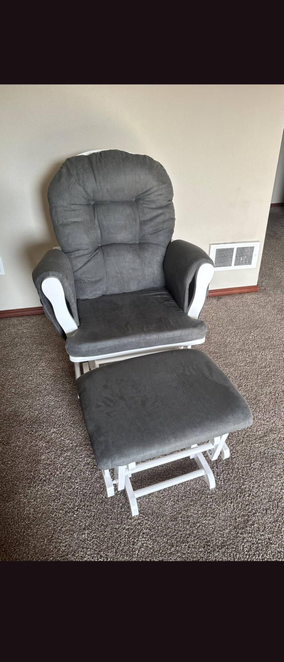 Storkcraft Premium Hoop Glider & Ottoman, White/Light Gray customer photo 1