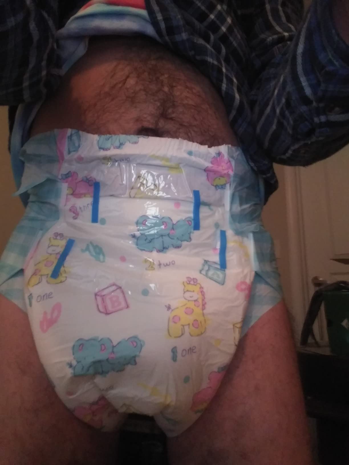 Littleforbig Adult Printed Diaper 10 Pieces - Vintage Baby (Large 36