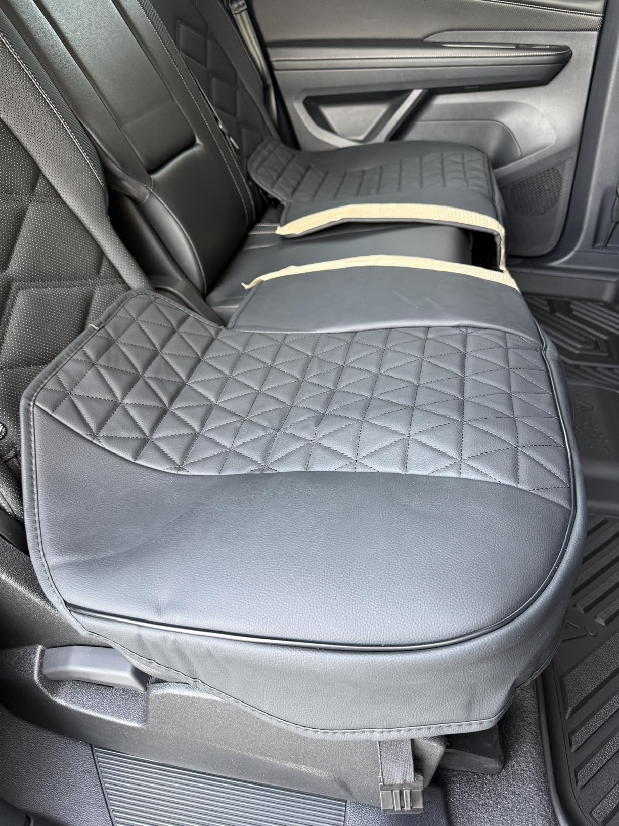 Black Panther Luxury Polyvinyl Car Seat Cover Front Bottom Seat Cushion Cover, Anti-Slip and Wrap Around The Bottom, Fits 95% of Vehicles - 1 Piece,Beige customer photo 2