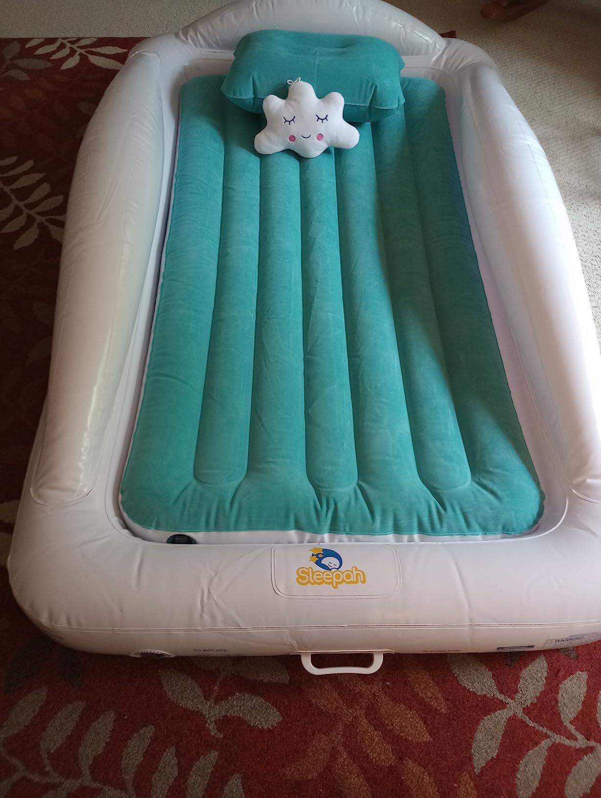 Inflatable Toddler Travel Bed – Kids Blow Up Air Mattress + Safety Bumpers customer photo 2