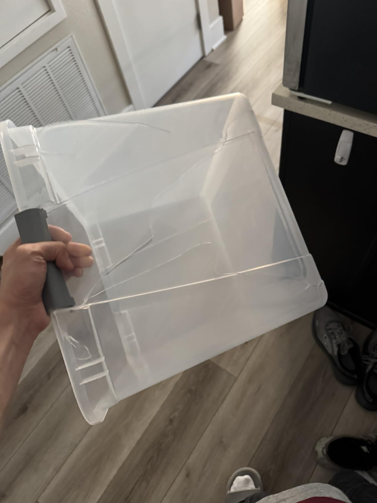 HOMZ Clear Plastic Storage Bin with Secure Latching Gray Lid, 64 Qt, 2 Pack customer photo 1
