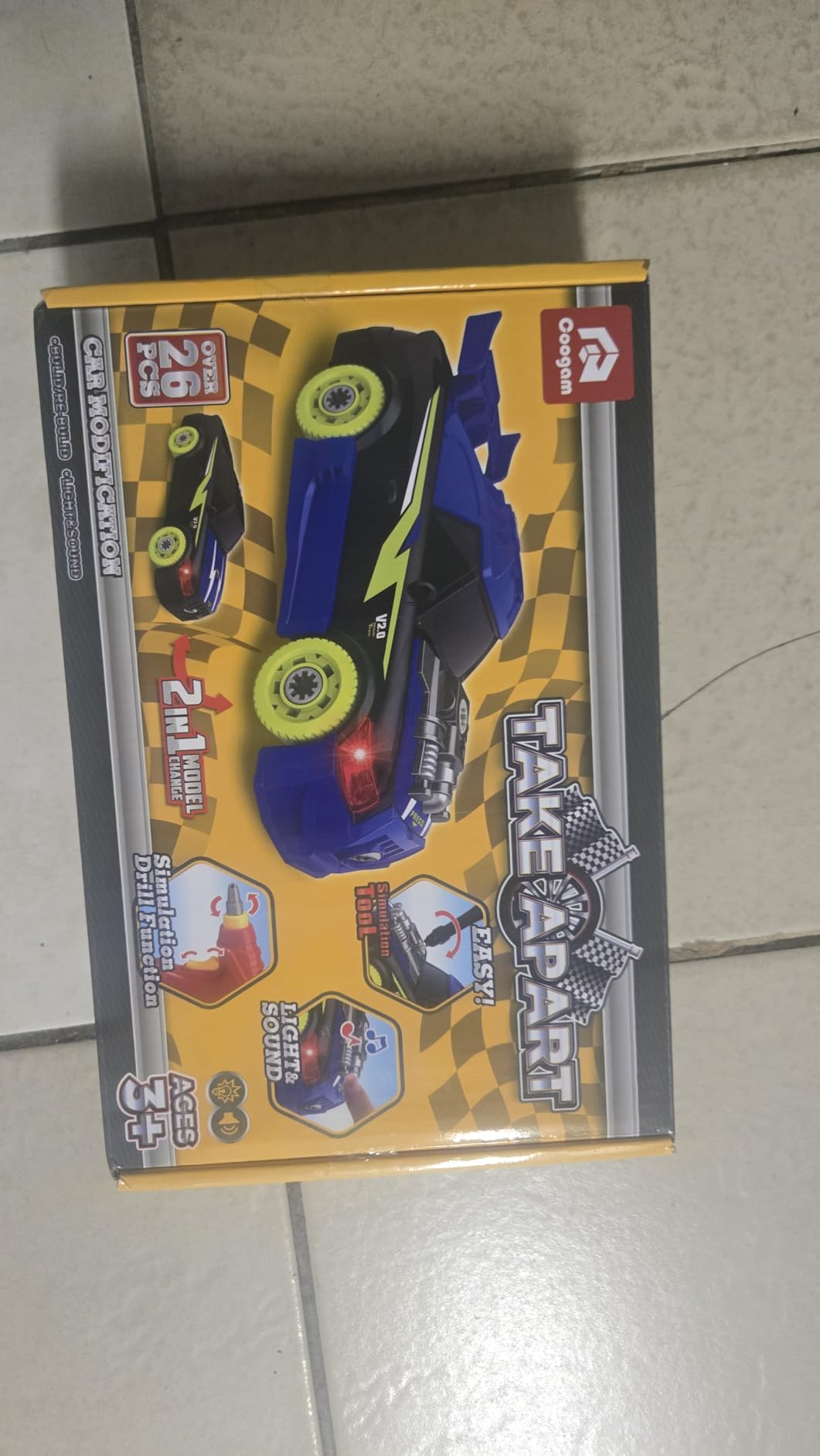 Coogam Take Apart Racing Car with Electric Screwdriver Tool, Fine Motor Skill Toy Car Construction Set STEM Building Learning Game with Light and Sound Gifts for Year Old Boys and Girls customer photo 1