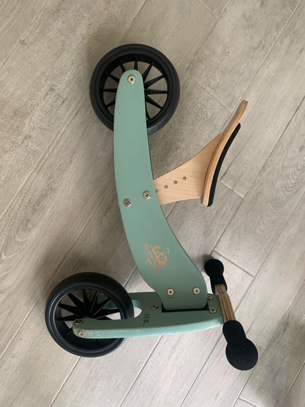 Kinderfeets Tiny Tot 2-in-1 Wooden Balance Bike & Tricycle for Toddlers 12-24 Months – Adjustable Seat, Puncture-Proof Tires, Pedal-Free Ride-On Training Bike customer photo 1