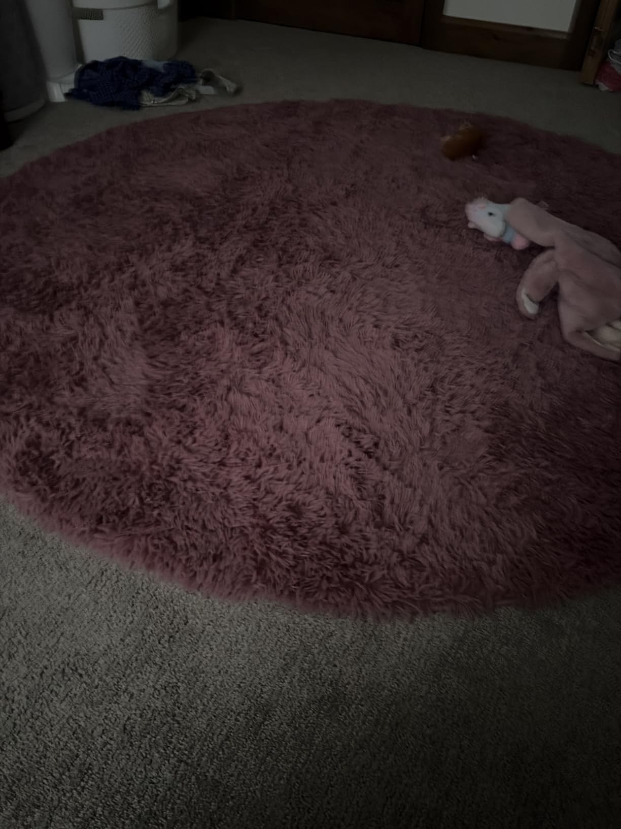 Amdrebio Pink Circle Round Fluffy Area Rug 4Ft for Girls Bedroom Kids Room customer photo 1
