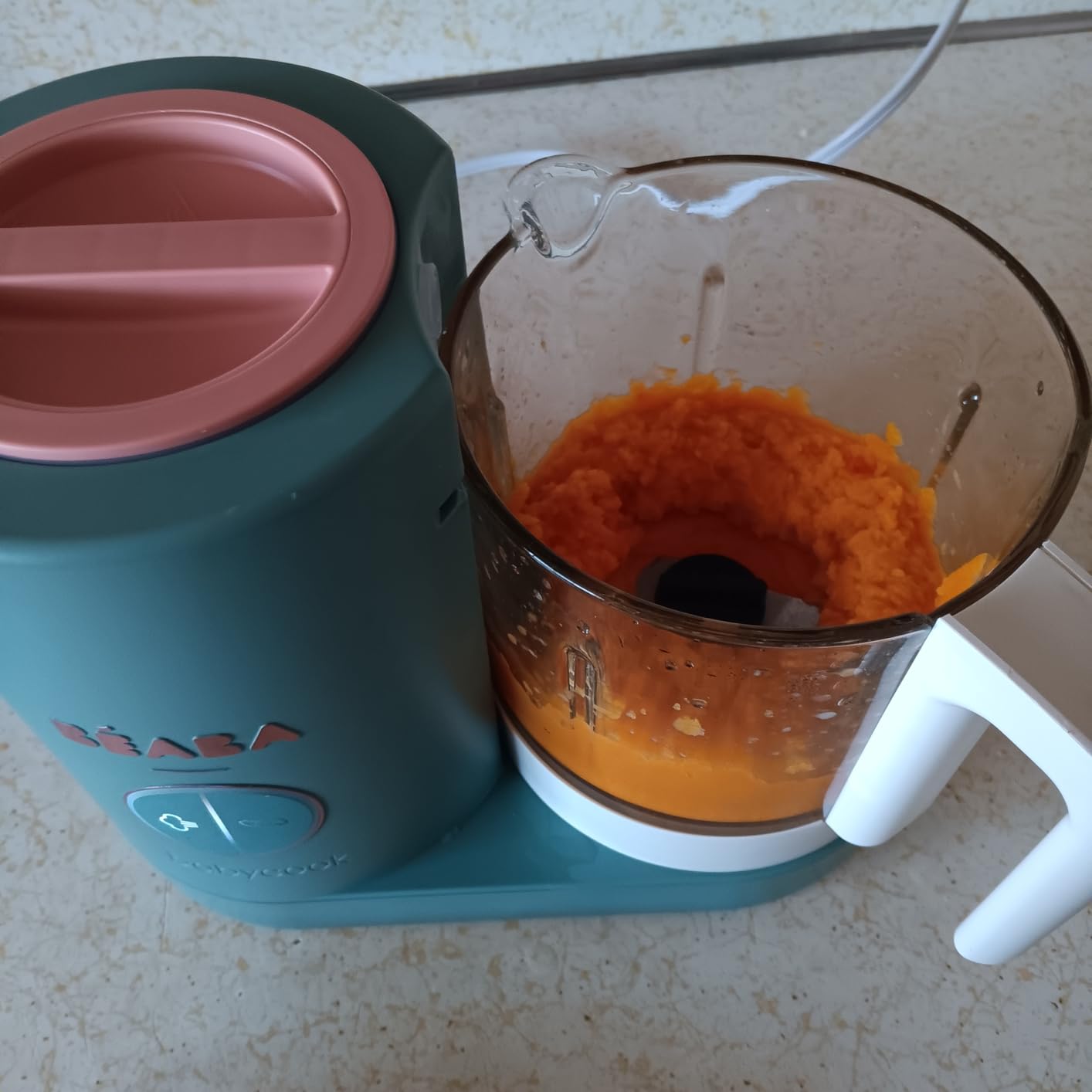 BEABA Babycook Neo, Baby Food Maker, Glass Bowl Baby Food Processor, 4 in 1 Steam Cook & Blender, Stainless Steel Steam Basket, Easy Clean Reservoir, 5.5 Cup Capacity, Eucalyptus customer photo 1