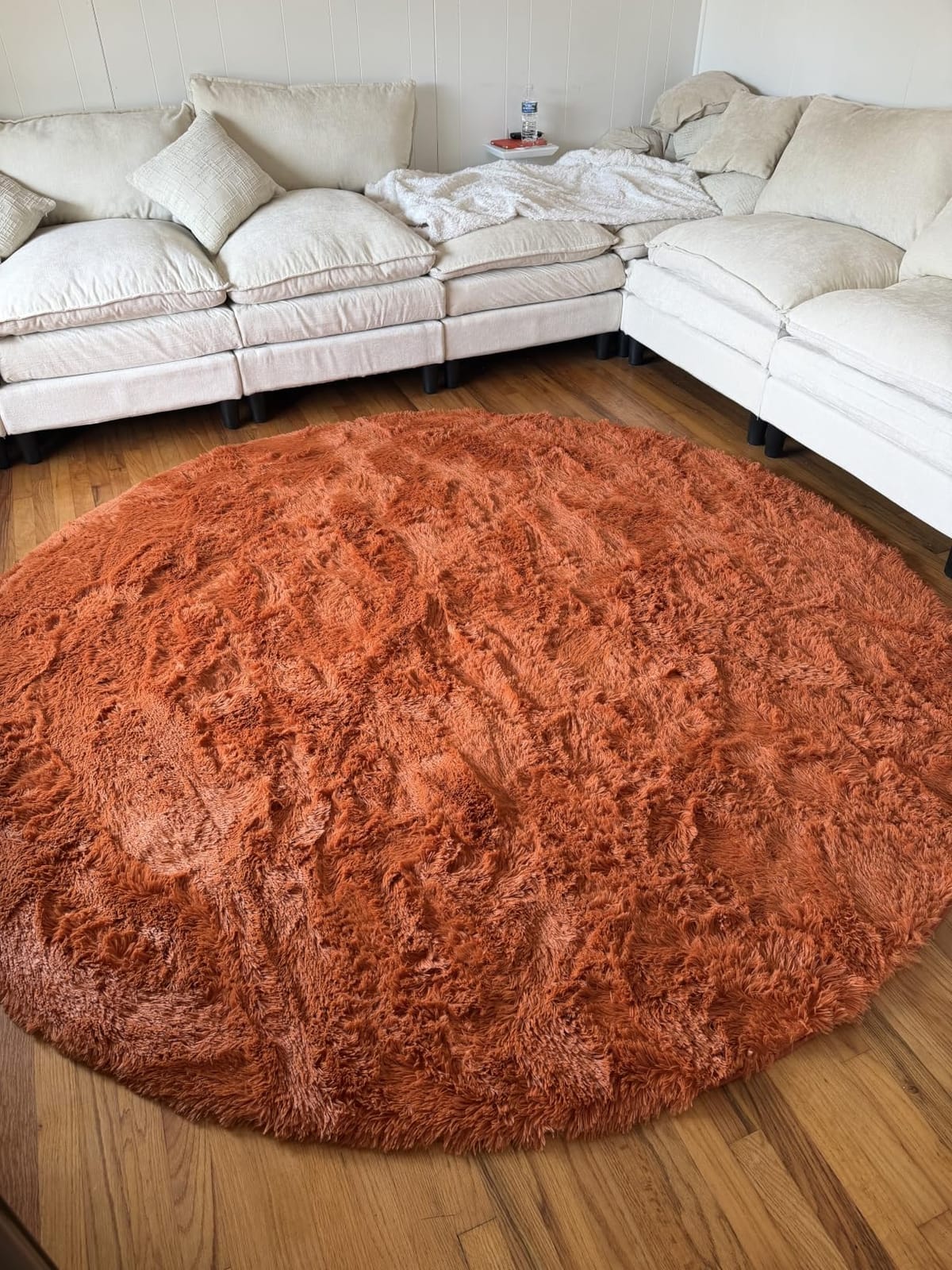 Amdrebio Beige Boho Round Circle Fluffy Area Rug 4Ft for Bedroom Nursery customer photo 1