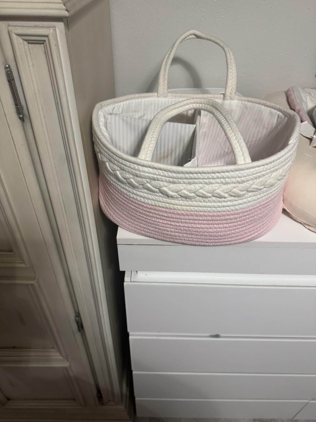 Maliton Diaper Caddy Organizer for Baby, Cotton Rope Baby Gift Basket, Portable Diaper Organizer for changing table, Nursery Storage Organizer, Shower Gifts for Newborn,baby essentials customer photo 1
