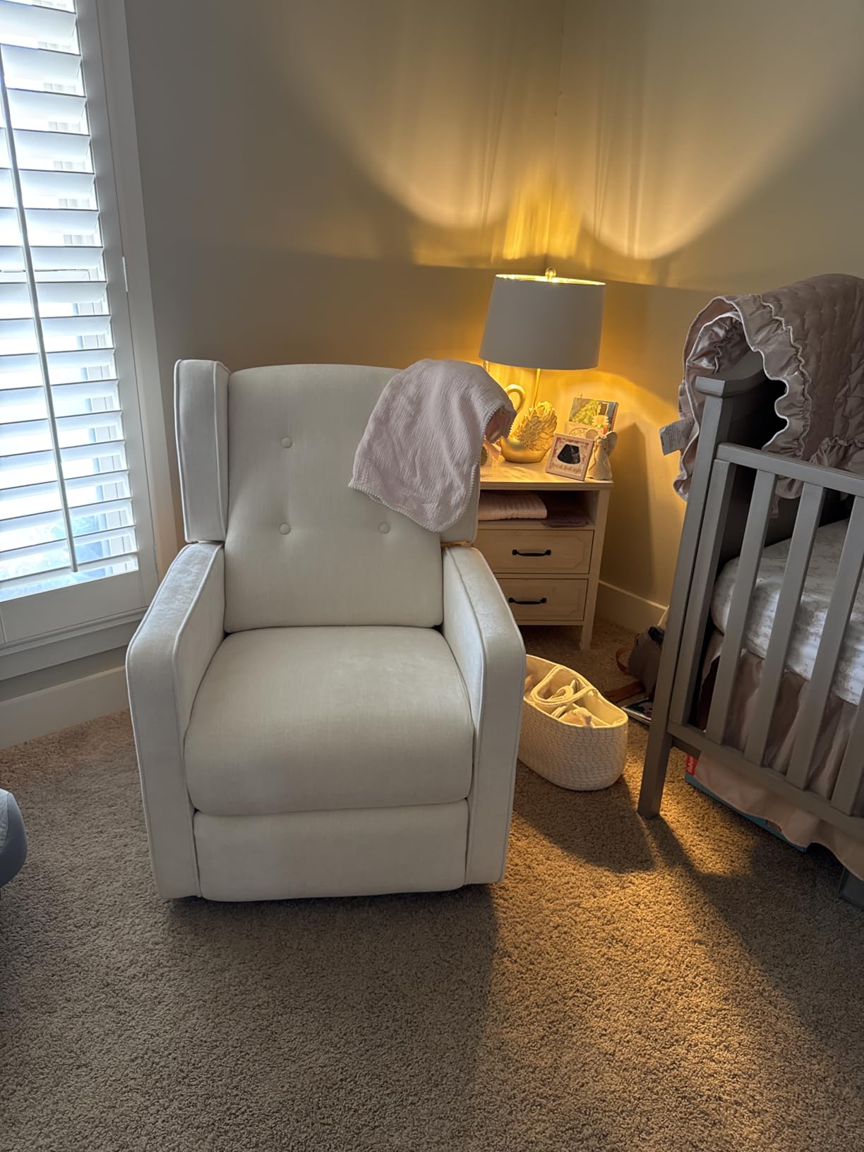 CANMOV Swivel Rocker Recliner Chair, Nursery Glider Chair, Nursery Rocking Chairs, Manual Reclining Chair, Grey customer photo 1