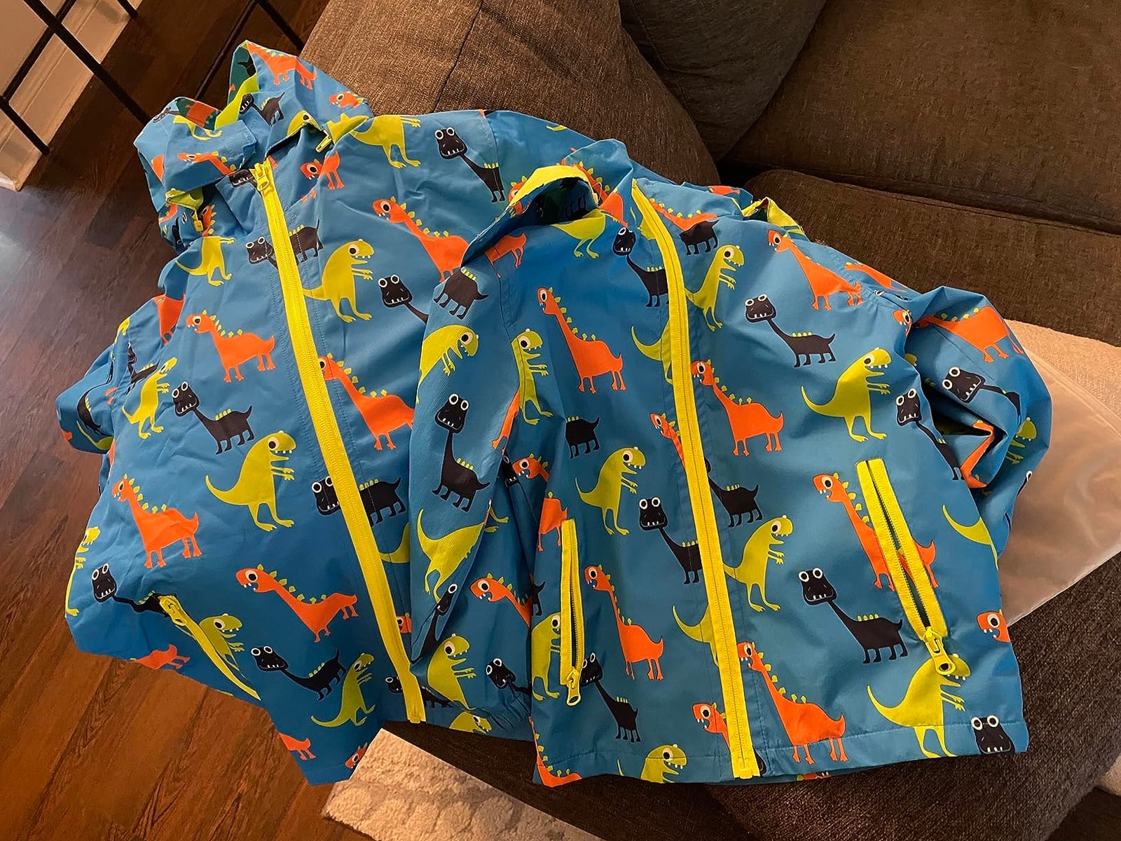 Waterproof Hooded Jacket for Boys Girls,Kids Raincoats Outdoor Windbreaker Dinosaur Rain Jacket customer photo 2