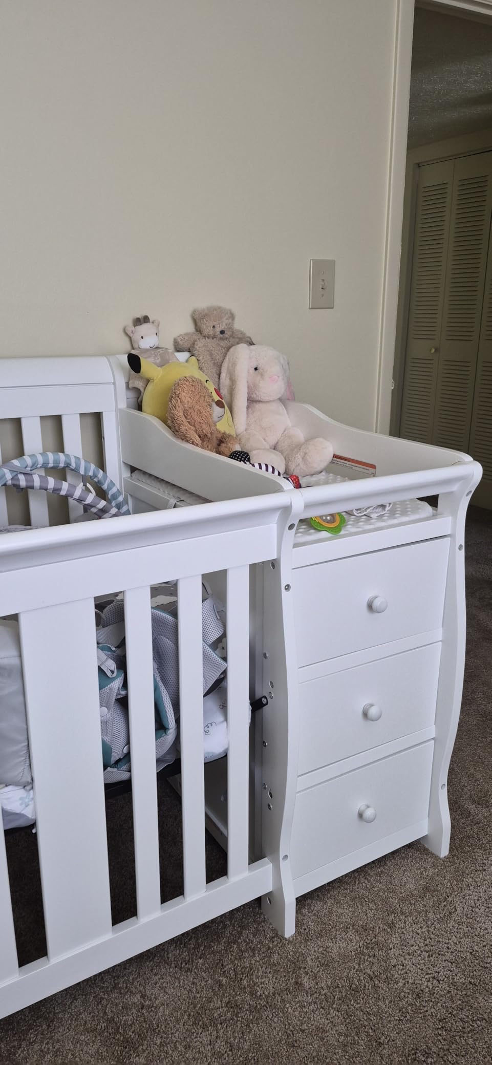 Storkcraft Portofino 5-in-1 Convertible Crib and Changer, Pebble Gray customer photo 1