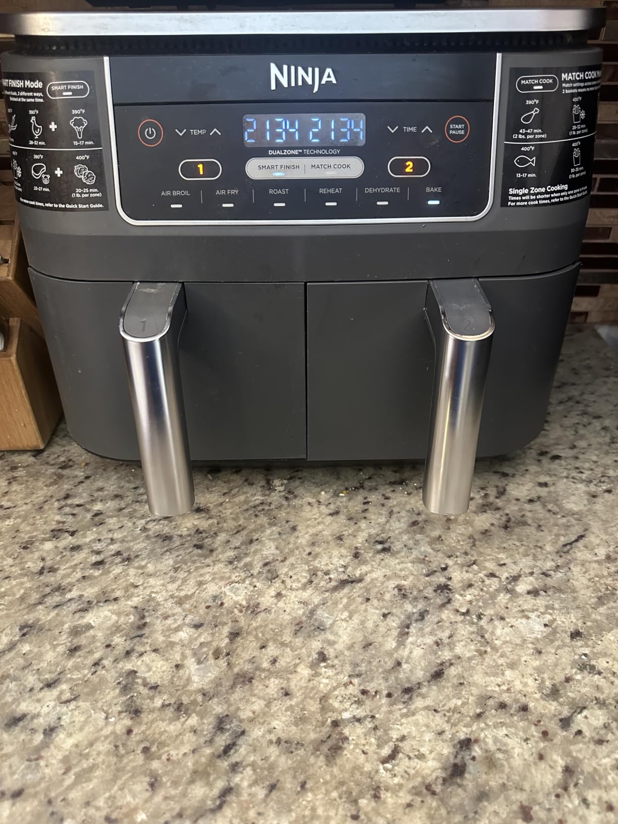 Ninja DZ201 Foodi 8 Quart 6-in-1 DualZone 2-Basket Air Fryer with 2 Independent Frying Baskets, Match Cook & Smart Finish to Roast, Broil, Dehydrate & More for Quick, Easy Meals, Grey | Air fry, roast, broil, bake, reheat, dehydrate, 2 independent baskets, Smart Finish, Match Cook customer photo 1