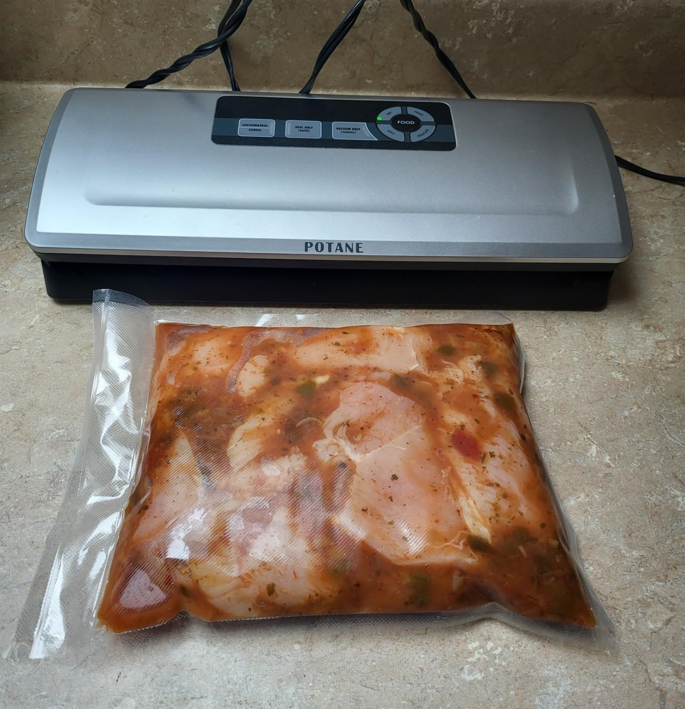 POTANE Precision Vacuum Sealer Machine, Powerful Pro Vacuum Food Sealer, 8-in-1 Easy Presets, 4 Food Modes, Dry&Moist&Soft&Delicate with Starter Kit, Compact Design(Silver) customer photo 2