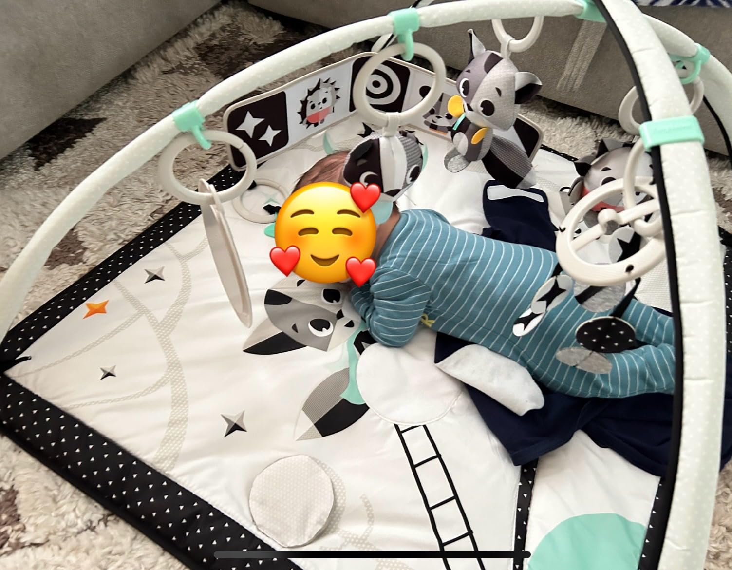 Tiny Love Baby Tummy Time Play Mat, Gymini Deluxe Baby Play Mats for Floor, Magical Tales Black & White Activity Gym customer photo 2