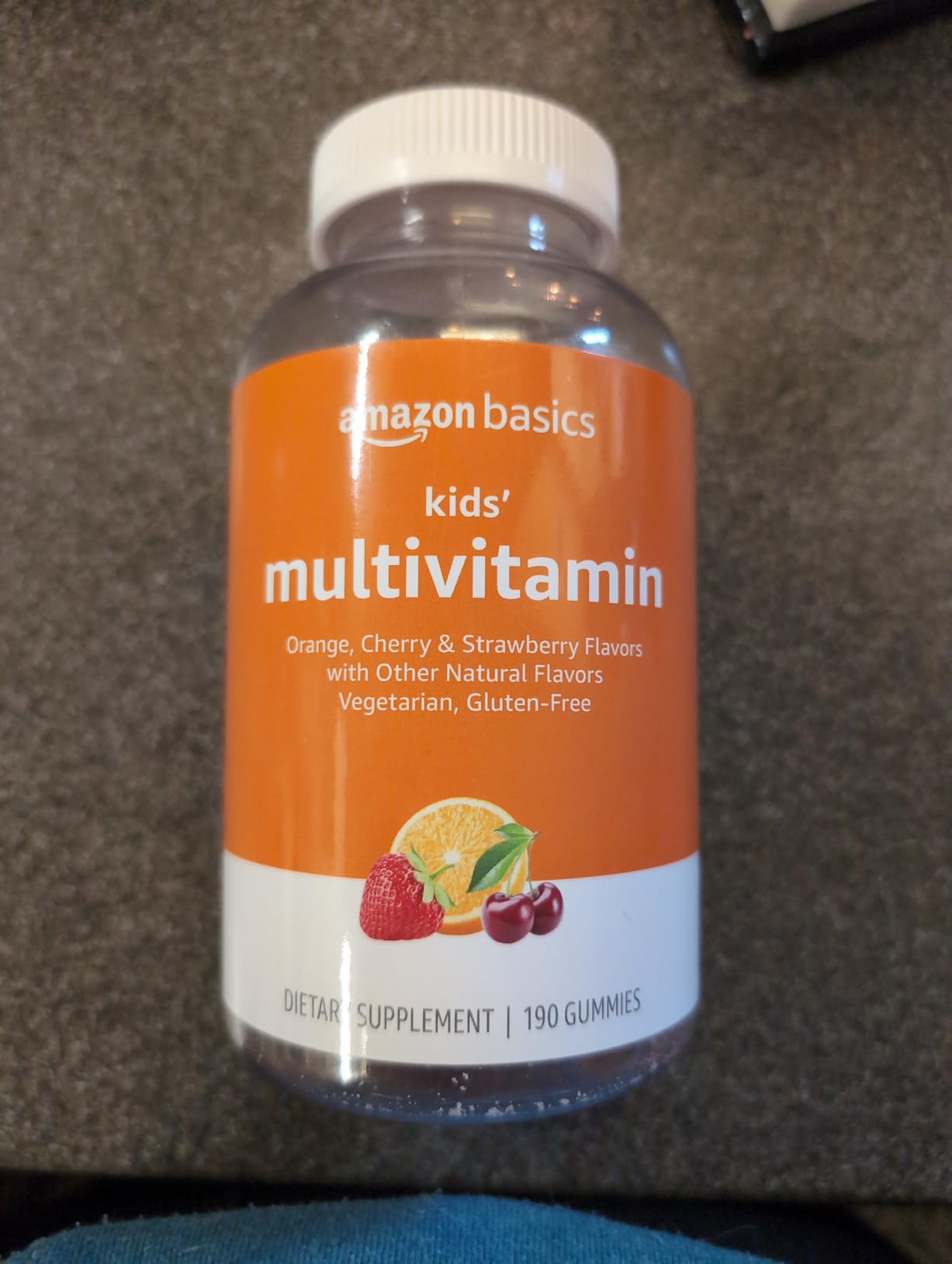 Amazon Basics Kids' Multivitamin Gummies, Cherry, Strawberry & Orange Flavors, 190 Count (Previously Solimo) customer photo 1