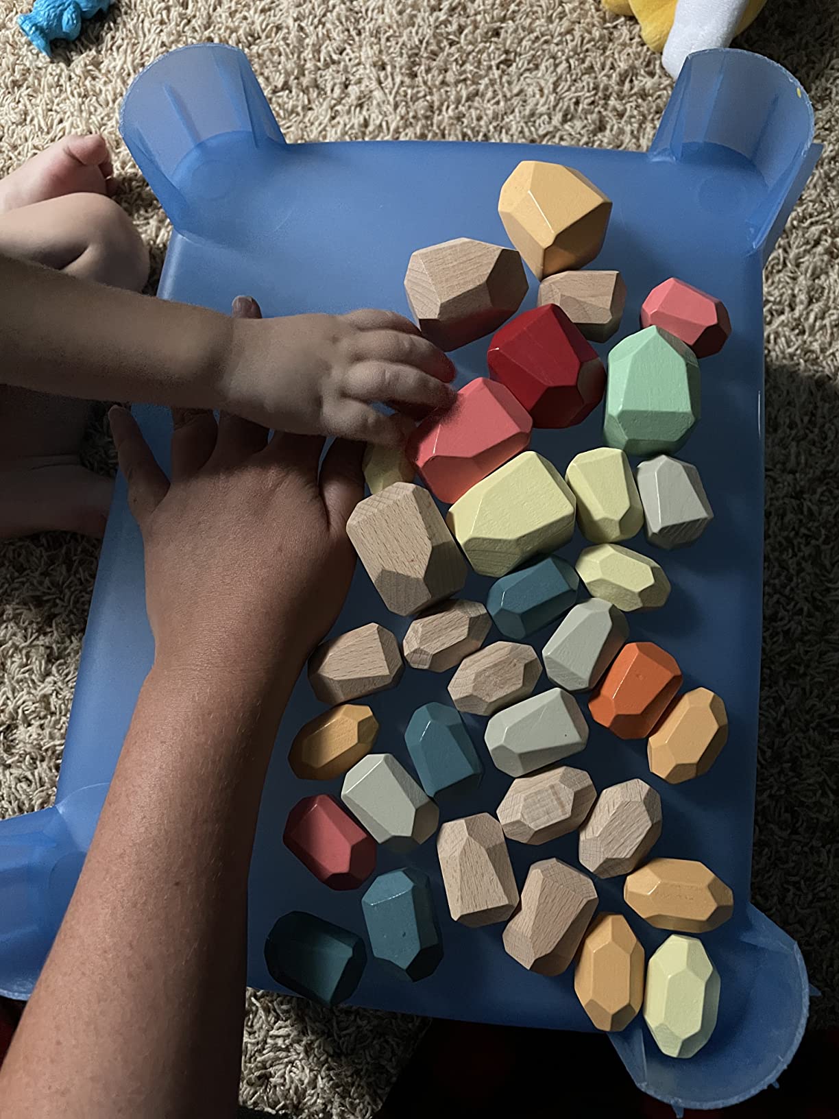 BESTAMTOY 36 PCS Wooden Sorting Stacking Rocks Stones,Sensory Toddler Toys Learning Montessori Toys, Building Blocks Game for Kids 3 4 5 6 Years Boy and Girl Birthday Gifts for Kids customer photo 2