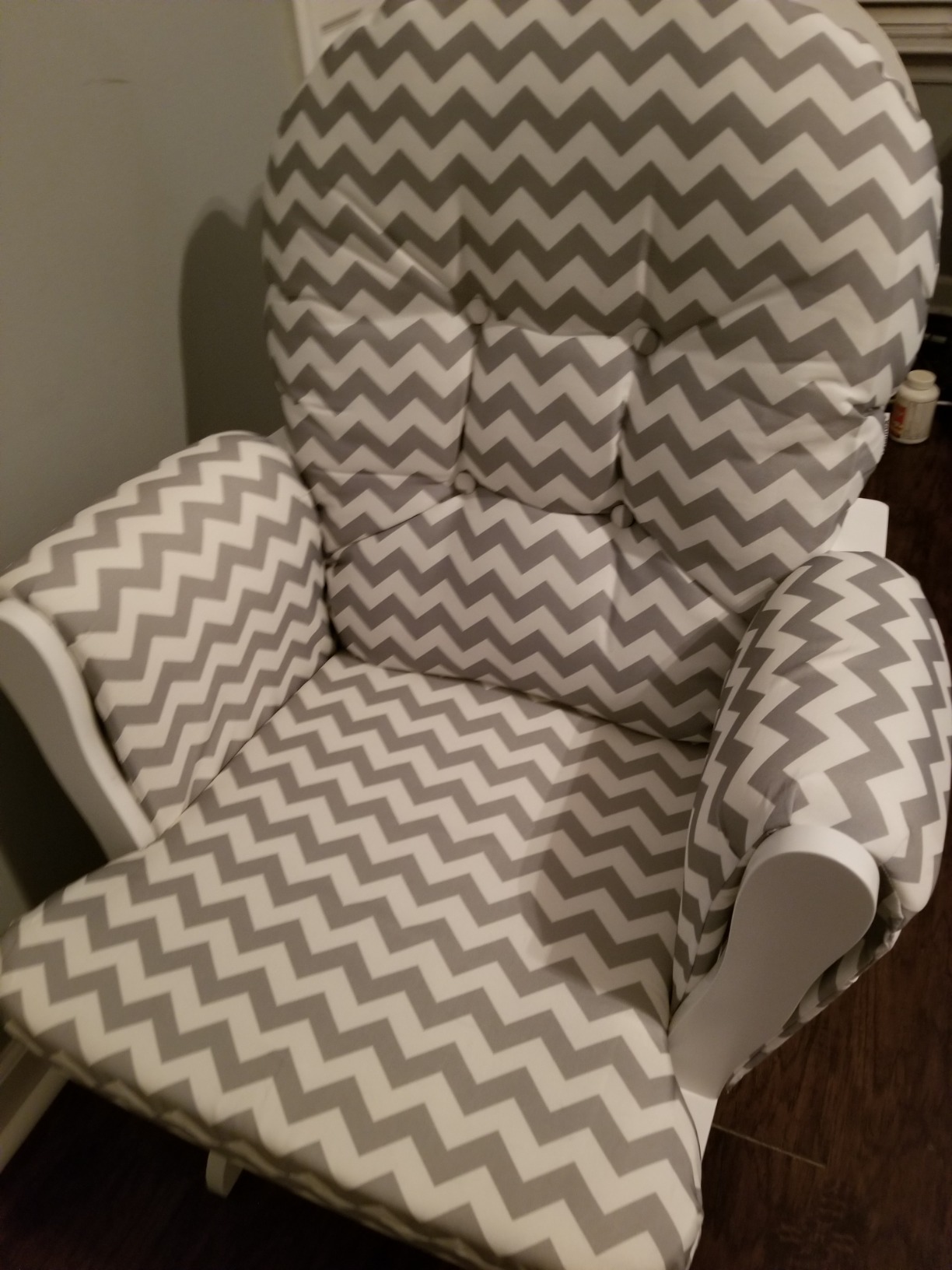 Costzon Nursery Glider with Ottoman, Upholstered Comfort Glider Rocker with Padded Cushion, Storage Pocket, Solid Wood Base, Rocking Chair Nursery for Breastfeeding, Napping (Dark Gray) customer photo 2