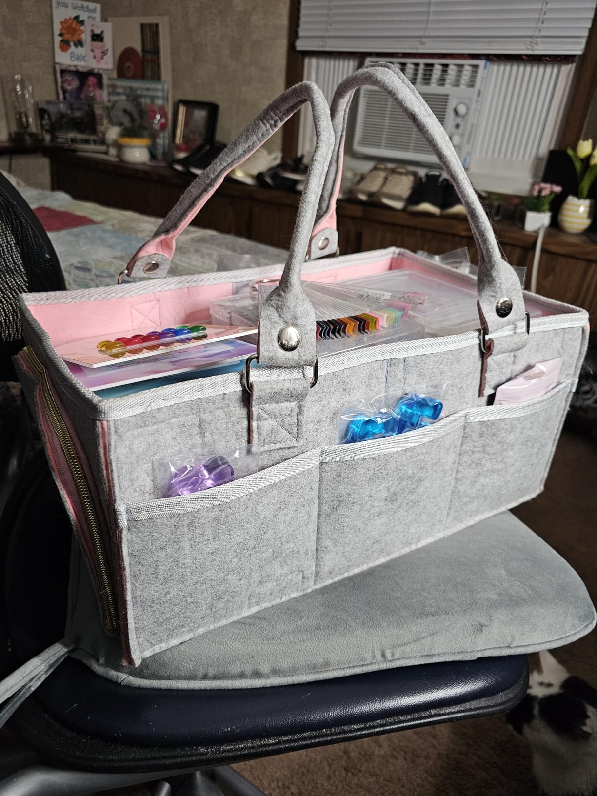 XUANGUO Large Baby Diaper Caddy Organizer, Felt Basket with Handles, Green customer photo 1