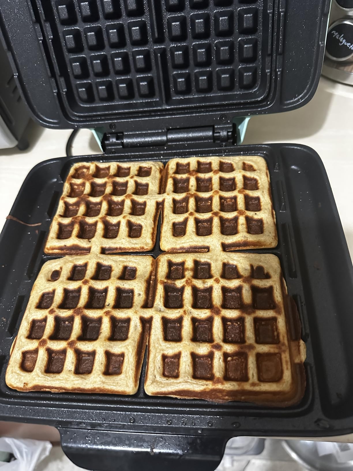 Dash No-Drip Waffle Maker, 4 Square Mini Waffles at Once, Silver customer photo 2