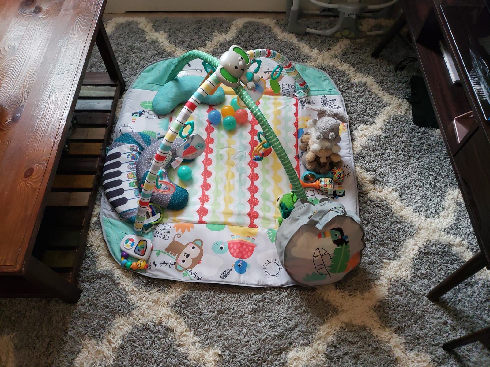 Bright Starts 5-in-1 Your Way Ball Play - Jumbo Play Mat Converts to Ball Pit Baby Gym, Newborn to Toddler - Totally Tropical (Green) customer photo 1