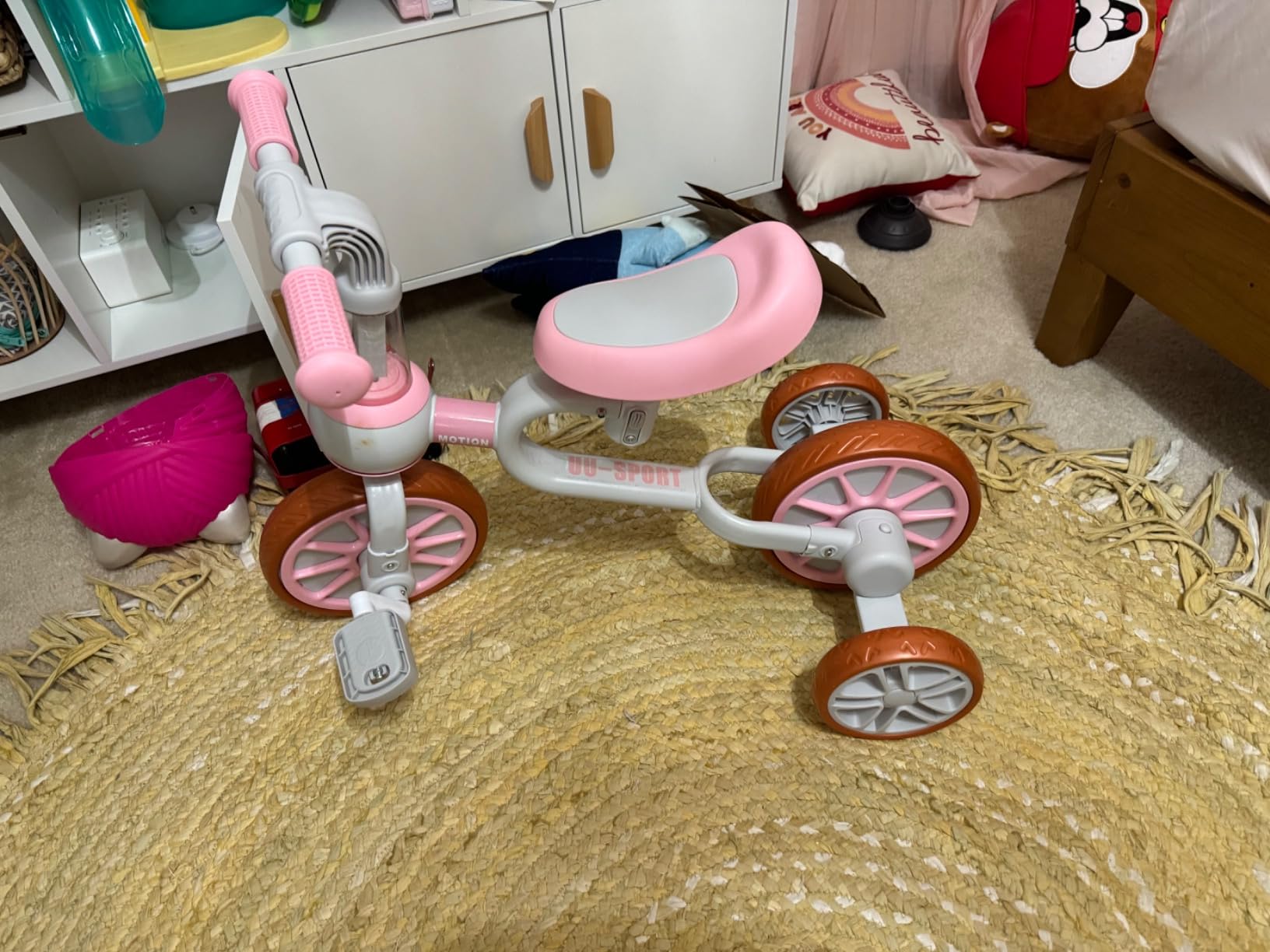 XIAPIA 3 in 1 Toddler Bike for 2-4 Year Old Girl Boy, Kids Tricycle with Adjustable Seat, Detachable Pedal and Training Wheels, Baby Balance Bike Trikes Riding Toys, Kids Chirstmas Birthday Gifts Pink customer photo 2