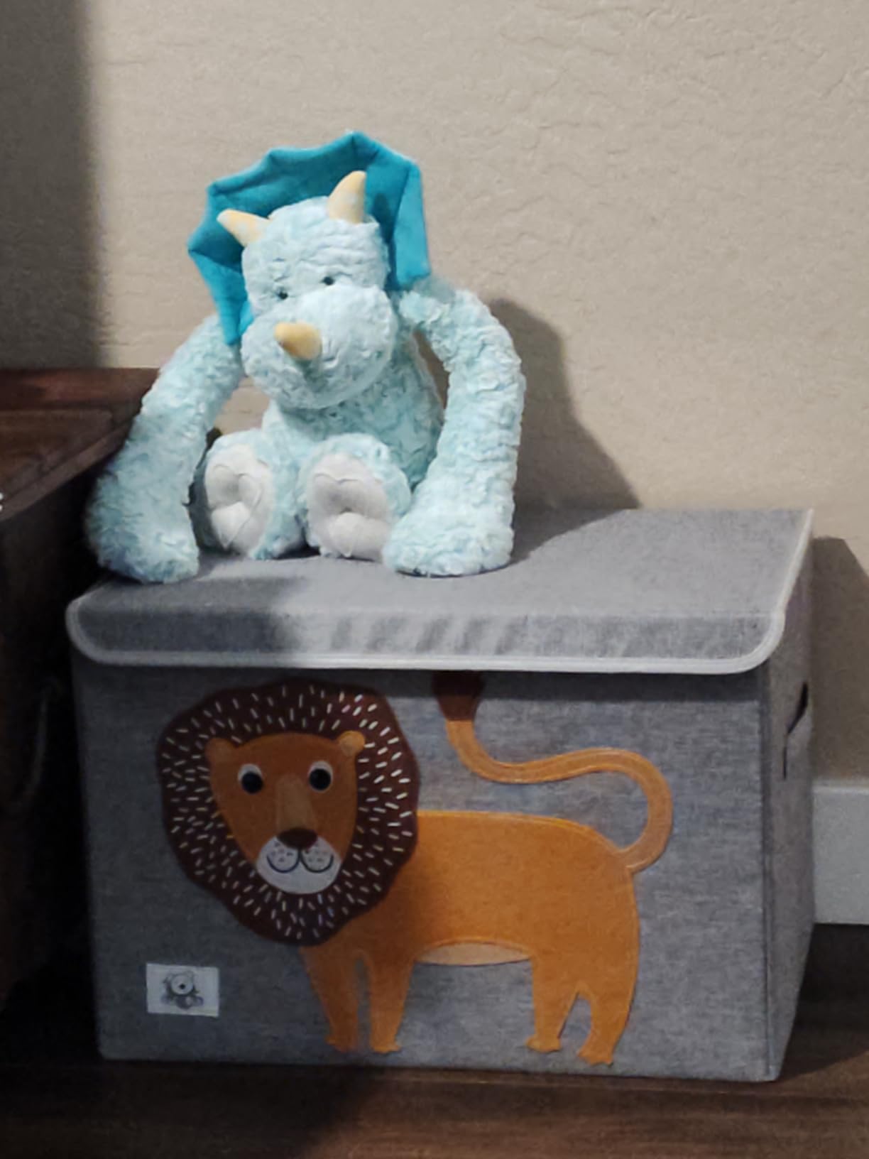 Large Toy Box Storage with Lid, Foldable Fabric Toy Chest Storage for Kids | Toy Organizer Basket, Collapsible Animal Print Storage Bin for Toddlers, Boys and Girls, Playroom, Baby Nursery (Lion) customer photo 2
