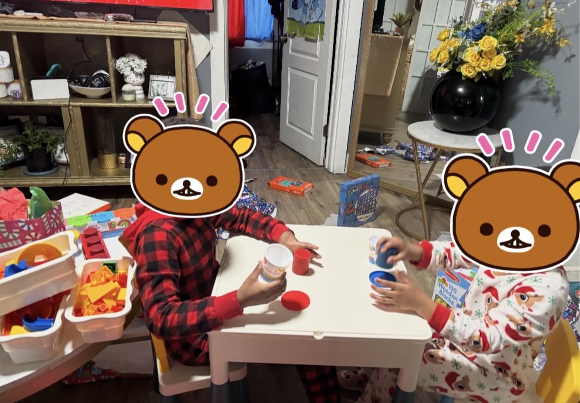 OCATO Kids Activity Table Toddlers Kids Table and Chair Set Water Tables | Play Table with 152Pcs Large Marble Run Building Blocks All in One Kid Sand Tables STEM Toys for Boys Girls 3 4 5 6 Year Old customer photo 2