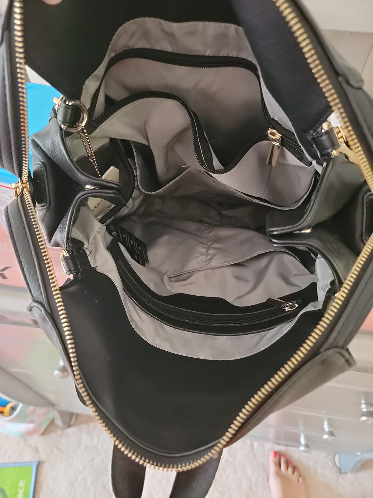 miss fong Leather Diaper Backpack for Girls and Boys Diaper Backpack | 14 Pockets 2 Insulated Pockets Travel Diaper Bag with Diaper Changing Pad, Stroller Straps Convertible customer photo 2