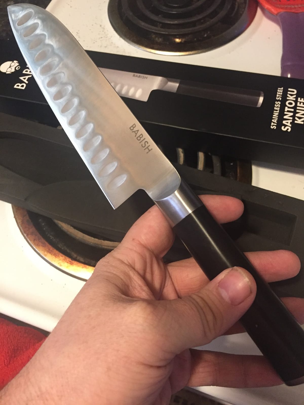 Babish 6.5 Inch Santoku Knife High Carbon 1.4116 German Steel Kitchen Knife Razor Sharp Blade Durable Precision Cutlery for Slicing Dicing Chopping Vegetables Meat and Fish customer photo 2