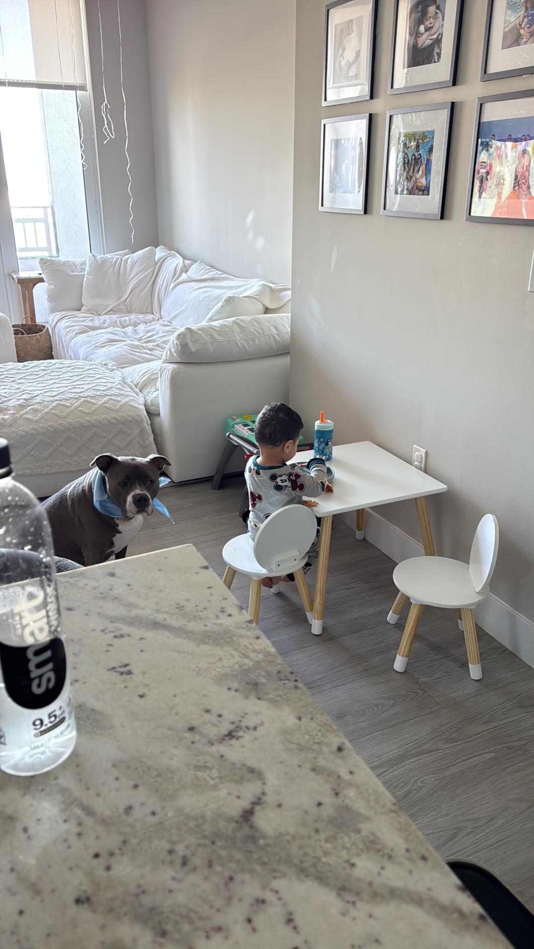 UTEX Bear-Themed Wooden Toddler Table and Chair Set for Kids' Room,White customer photo 1