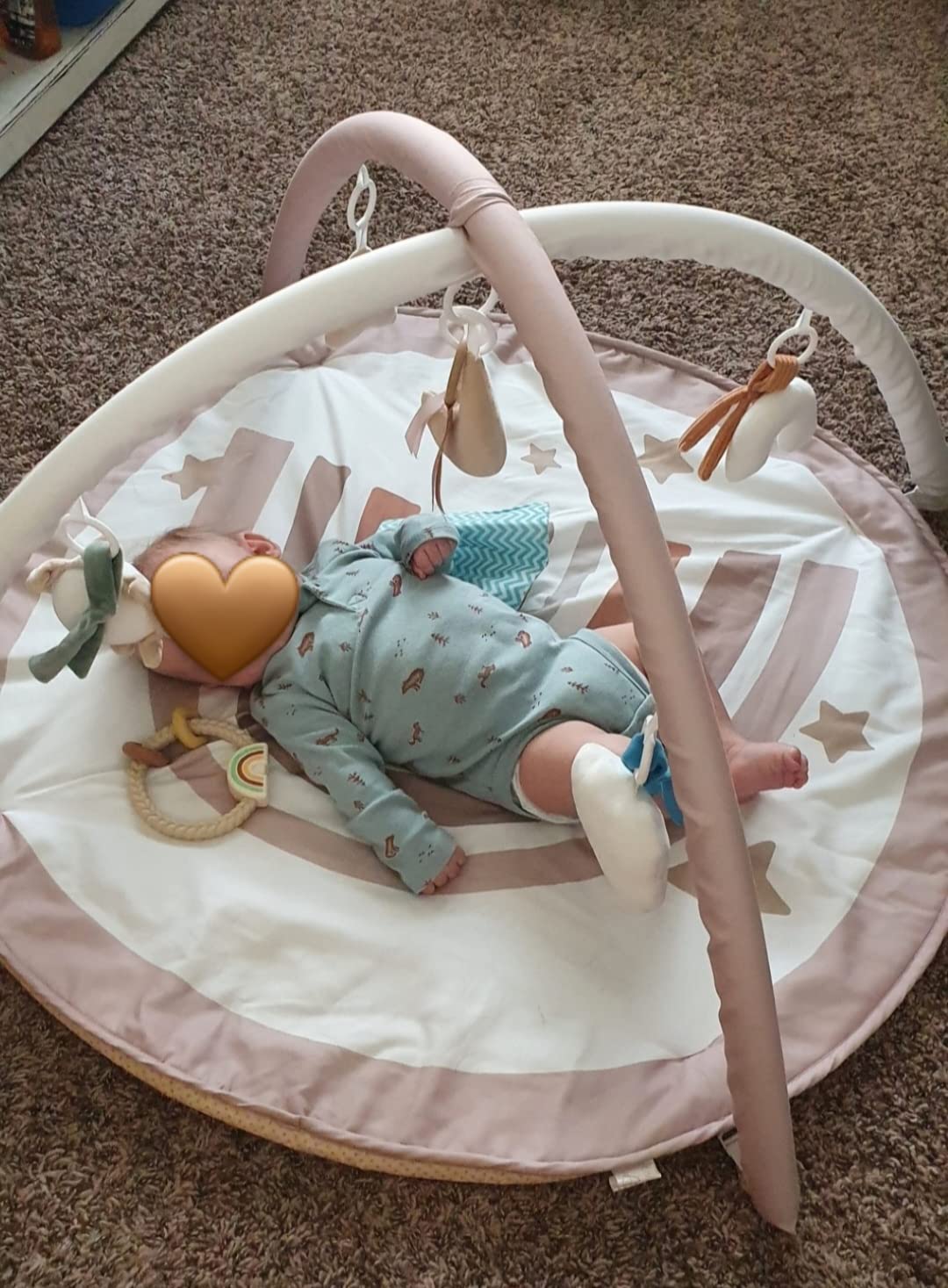 Tummy Time Activity Mat, Macrame Baby Play Gym Mat with 6 Detachable Toys and 12 Milestone Cards for Stage-Based Sensory and Motor Skill Development, Washable Play Mats for Infant, Non Slip Play Mat customer photo 2