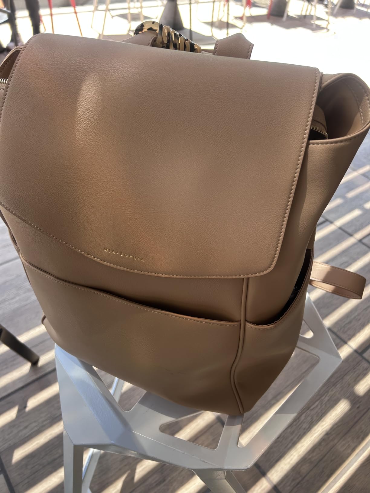 MIA + SOPHIA Leather Diaper Bag Backpack with USB Charging port, Changing Pad and Stroller Straps (Brown Mia) customer photo 1