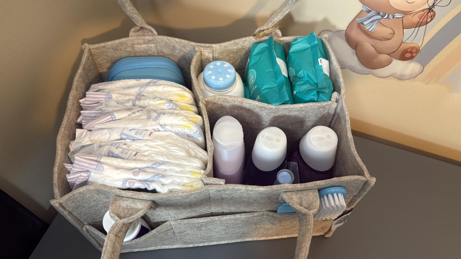 Parker Baby Co. Felt Diaper Caddy Organizer - Regular, Oatmeal customer photo 1
