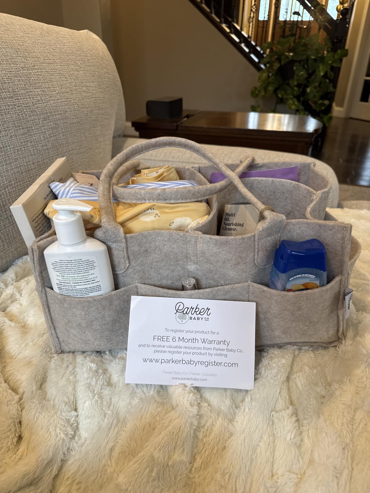Parker Baby Co. Felt Diaper Caddy Organizer - Regular, Oatmeal customer photo 2