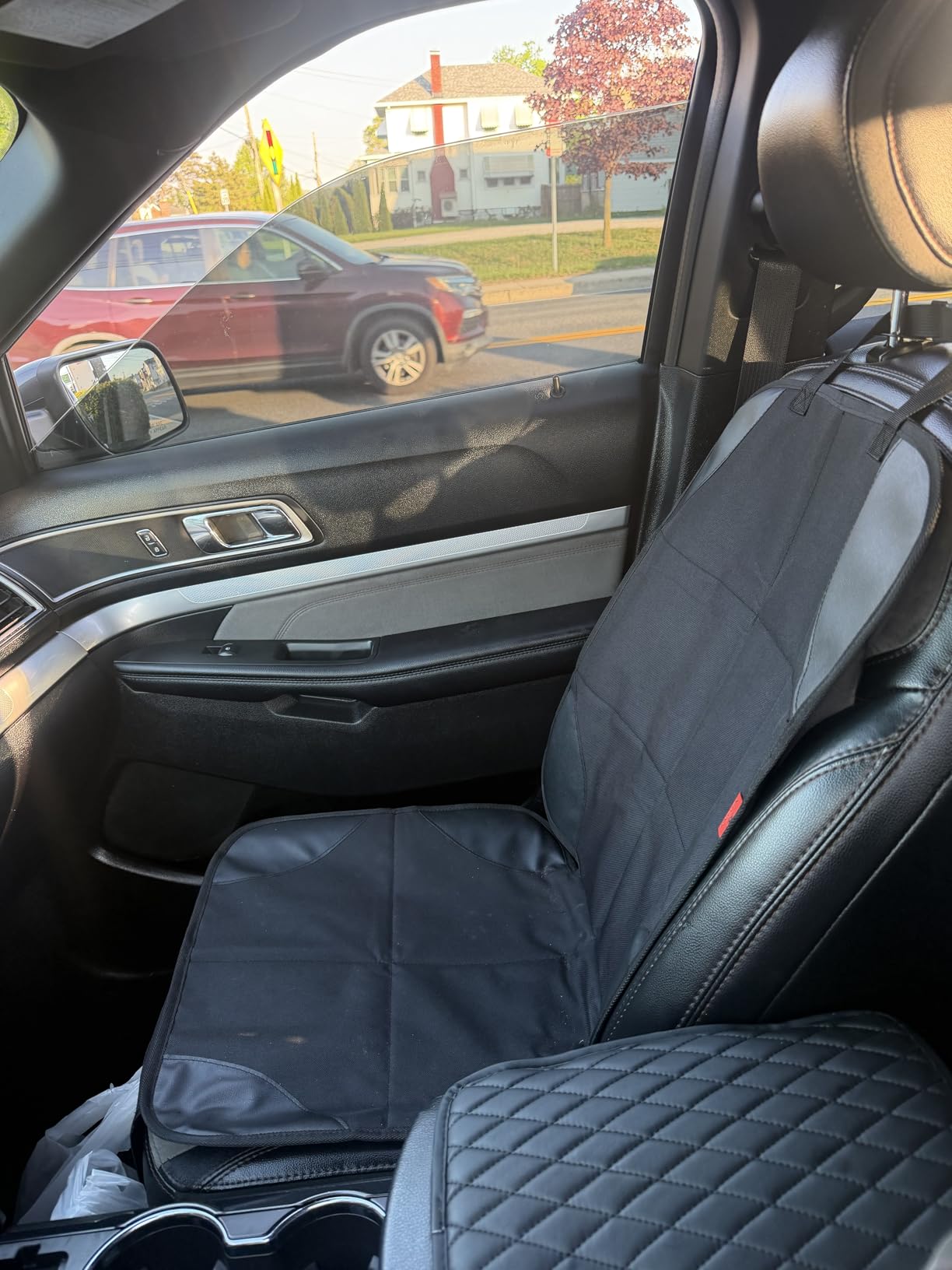 XHYANG Car Seat Protector 1 Pack Car Seat Cushion Mat Thickest Padding,Waterproof 600D Fabric Car Seat Covers for Non-Slip Backing Mesh Pockets for Baby and Pet (Black, 1 Pc) customer photo 2
