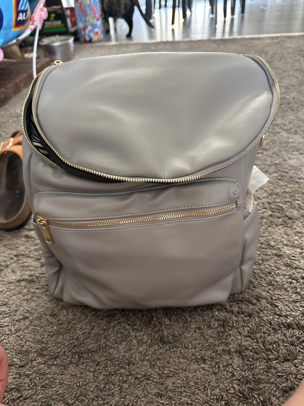 Minsong Diaper Bag Backpack,Fashion Leather Mommy Backpacks,Travel Toddler Baby Diaper Bags with in Bag Organizer and Changing Pad (Brown) customer photo 1