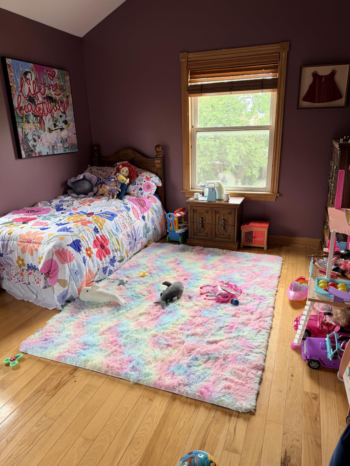 PAGISOFE 4x6 Rainbow Fluffy Soft Plush Area Rugs for Girls Bedroom, Shaggy Vibrant Rugs for Kids Playroom,Kawaii Princess Fuzzy Rugs for Nursery Baby Toddler,Cute Colorful Room Decor for Teenage customer photo 1